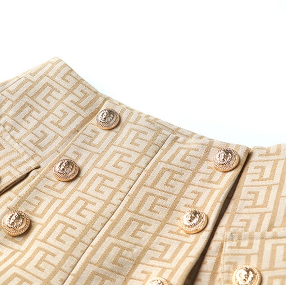 NWT UNBRANDED Beige Jacquard Jacket And Short Matching Set - Picture 4 of 17